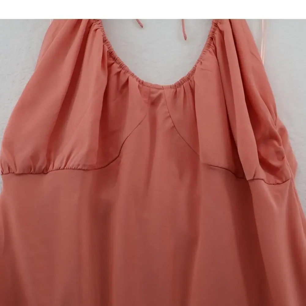 Abercrombie & Fitch Halter Mini Dress Pink Chiffon Open Back XLT Soft Girl